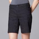 Women's Simply Vera Vera Wang Jacquard Bermuda Shorts, Size: 14, Black
