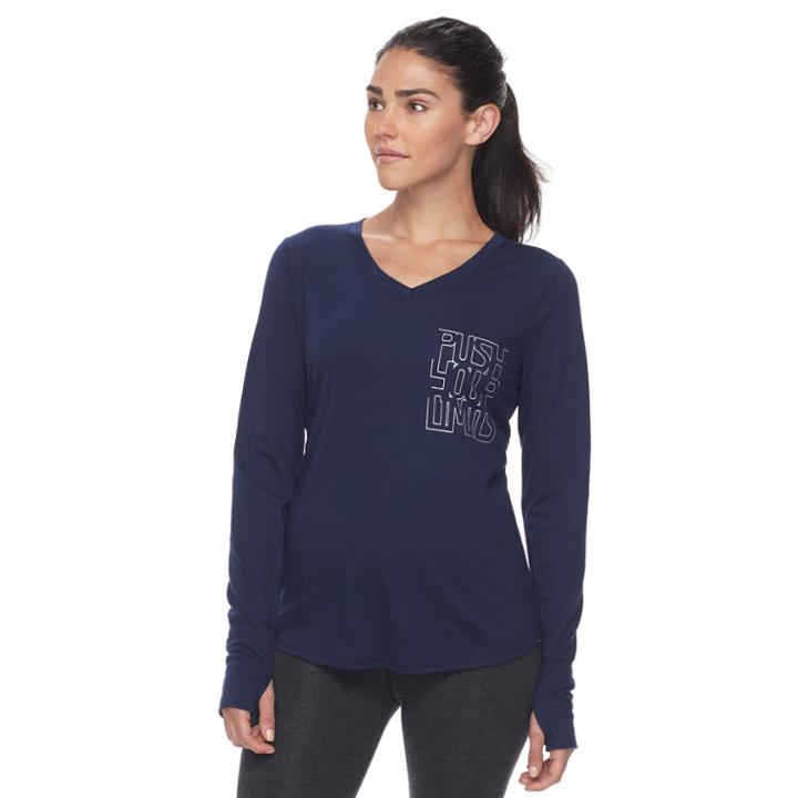 Petite Tek Gear Graphic Athletic Tee, Women's, Size: Xl Petite, Dark Blue
