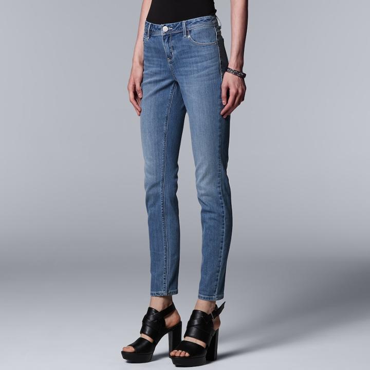 Women's Simply Vera Vera Wang Skinny Jeans, Size: 8 Long, Dark Blue