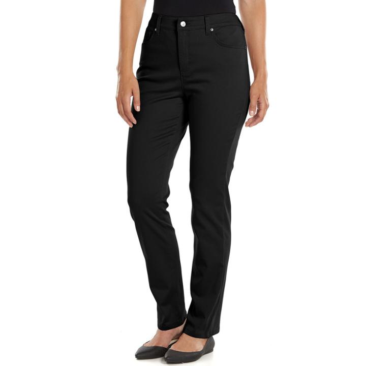 Gloria Vanderbilt Amanda 2.0 Slim Pants - Women's, Size: 14 T/l, Grey (charcoal)