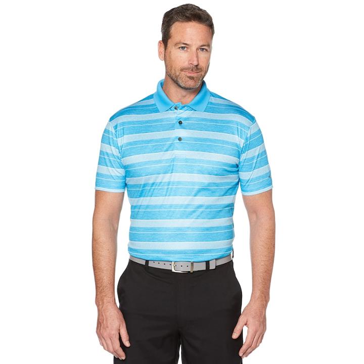 Big & Tall Grand Slam On Course Printed Stripe Polo, Men's, Size: L Tall, Blue