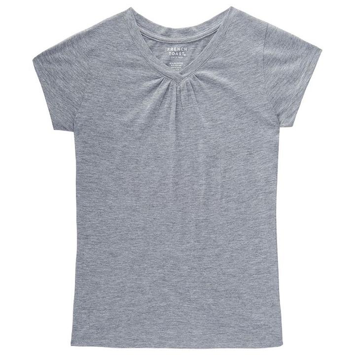 Girls 7-16 & Plus Size French Toast V-neck Tee, Size: 10-12, Med Grey