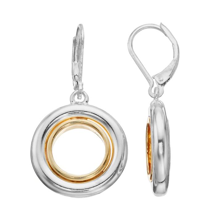 Napier Two Tone Double Hoop Drop Earrings, Women's, Multicolor