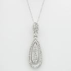 Sterling Silver Crystal Teardrop Pendant - Made With Swarovski Crystals, Girl's, Size: 18, White