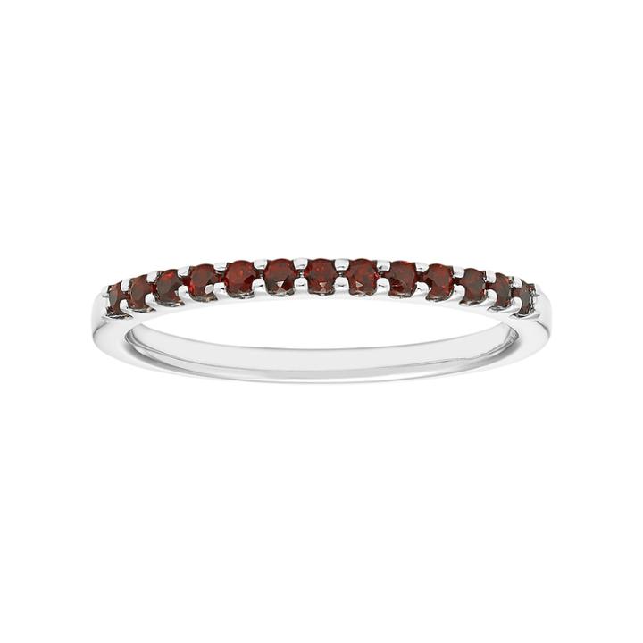 14k White Gold Garnet Stackable Ring, Women's, Size: 7.50, Red