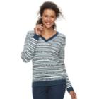 Women's Croft & Barrow&reg; Essential Cable Knit V-neck Sweater, Size: Xl, Dark Blue