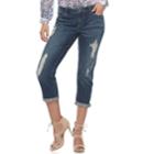 Women's Jennifer Lopez Ripped Capri Jeans, Size: 12, Dark Blue