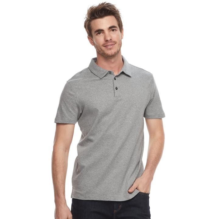 Men's Apt. 9&reg; Regular-fit Soft Touch Stretch Interlock Polo, Size: Large, Med Grey