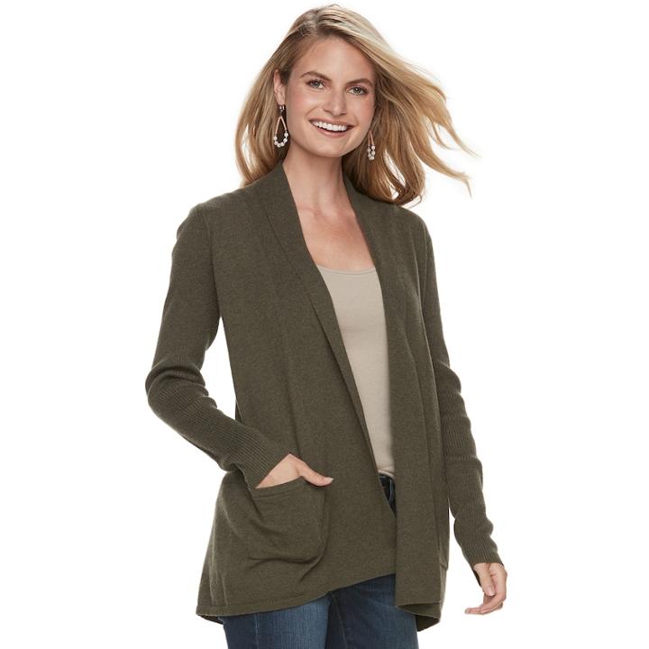 Women's Sonoma Goods For Life&trade; Shawl Collar Cardigan, Size: Xl, Dark Green