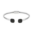 Black Spinel Sterling Silver Hinged Cuff Bracelet, Size: 6.5