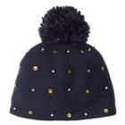 Women's Sijjl Wool Rhinestone & Beaded Beanie, Blue