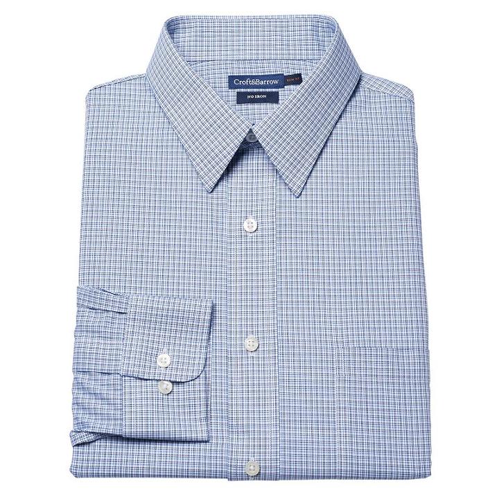 Croft & Barrow&reg; Slim-fit Micro-checked No-iron Dress Shirt - Men, Size: 15.5-34/35, White