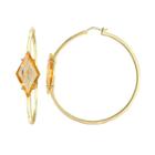 V19.69 Italia 18k Gold Over Silver Citrine Prism Hoop Earrings, Women's, Orange