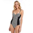 Women's Cyn And Luca Striped One-piece Swimsuit, Size: Large, Black White Stripe