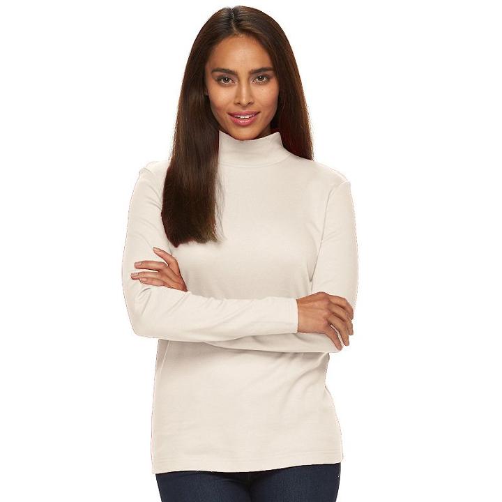 Women's Croft & Barrow&reg; Essential Mockneck Top, Size: Medium, Natural