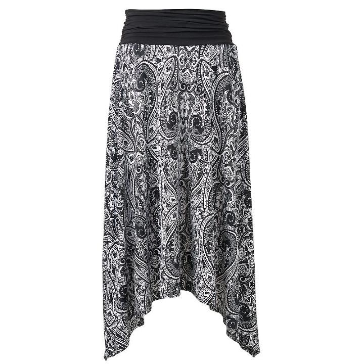 Women's Ab Studio Print Shark-bite Midi Skirt, Size: Medium, Ovrfl Oth