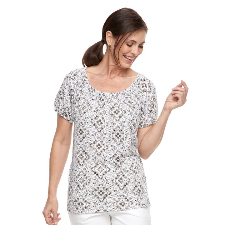 Women's Croft & Barrow&reg; Smocked Top, Size: Xxl, Med Green