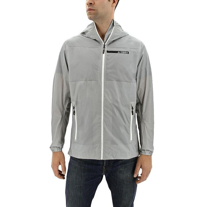 Men's Adidas Fastpack 2.5l Gore-tex Hooded Rain Jacket, Size: Small, Light Grey