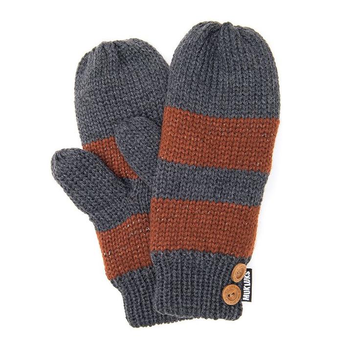 Women's Muk Luks Striped Mittens, Grey