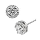 Diamonore Sterling Silver 1 1/2-ct. T.w. Simulated Diamond Halo Stud Earrings, Women's, White