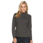 Petite Napa Valley Cable-knit Mockneck Sweater, Women's, Size: S Petite, Grey (charcoal)