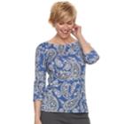 Women's Croft & Barrow&reg; Button-shoulder Boatneck Top, Size: Xs, Dark Blue