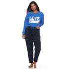 Plus Size Juniors' Plus So&reg; Microfleece Raglan Jogger Set, Teens, Size: 1xl, Blue