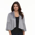 Women's Nina Leonard Bell-sleeve Suede Bolero, Size: Medium, Med Grey