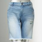 Simply Vera Vera Wang Distressed Midi Jean Shorts - Women's, Size: 2, Dark Blue