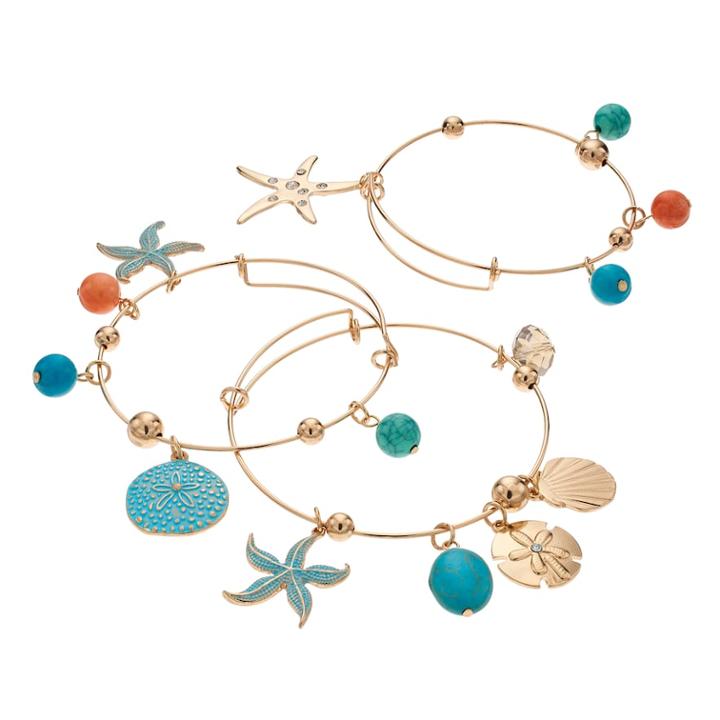 Nautical Charm Bangle Bracelet Set, Women's, Multicolor
