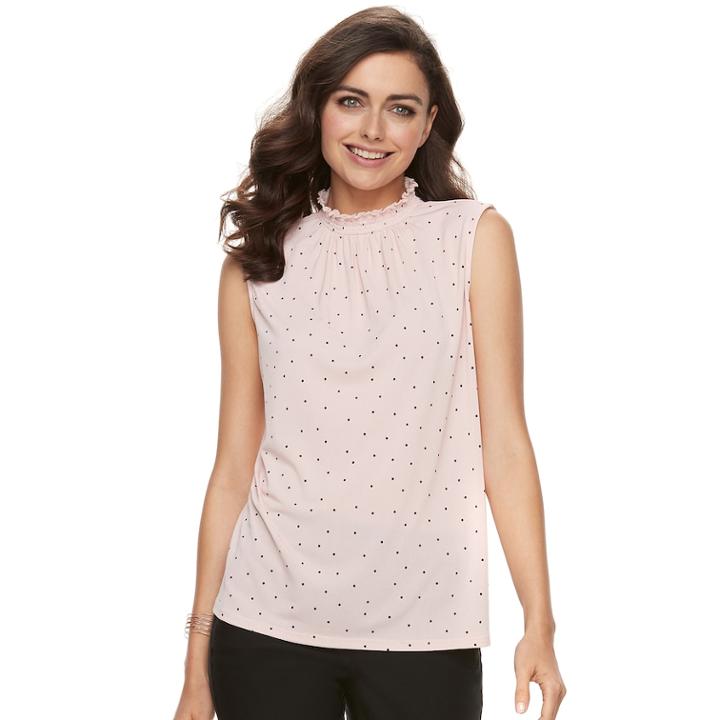 Women's Elle&trade; Print Mockneck Top, Size: Large, Light Pink