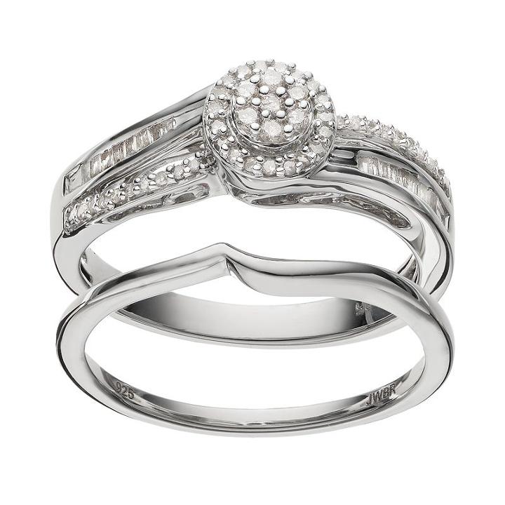 Always Yours Sterling Silver 1/4 Carat T.w. Diamond Halo Engagement Ring Set, Women's, Size: 8, White