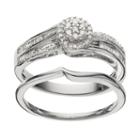 Always Yours Sterling Silver 1/4 Carat T.w. Diamond Halo Engagement Ring Set, Women's, Size: 8, White