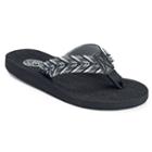 So&reg; Women's Chevron Woven Ribbon Thong Flip-flops, Size: Large, Black