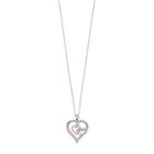 Two Tone 10k Gold 1/4 Carat T.w. Diamond Triple Heart Pendant, Women's, Size: 18, White