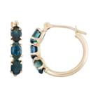 10k Gold Sapphire Tube Hoop Earrings, Women's, Blue