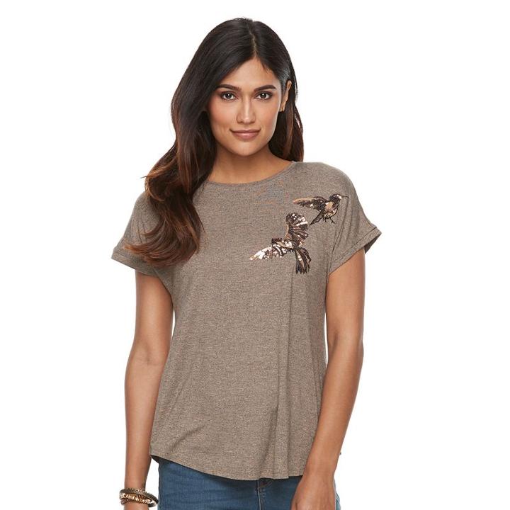 Petite Apt. 9&reg; Adorn Graphic Tee, Women's, Size: Xl Petite, Dark Beige