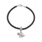 Delta Zeta, Logoart Sterling Silver & Leather Sorority Turtle Bracelet, Women's, Size: 7.5, Grey