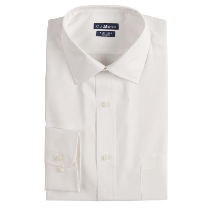 Men's Croft & Barrow&reg; Regular-fit Easy-care Spread-collar Dress Shirt, Size: 16.5-34/35, White