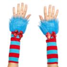 Adult Cat In The Hat Thing 1 Or Thing 2 Striped Fuzzy Costume Glovettes, Blue