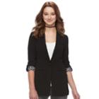 Juniors' Candie's&reg; Roll-tab Sleeve Long Blazer, Teens, Size: Small, Black