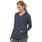Women's Tek Gear V-neck Fleece Hoodie, Size: Small, Dark Blue