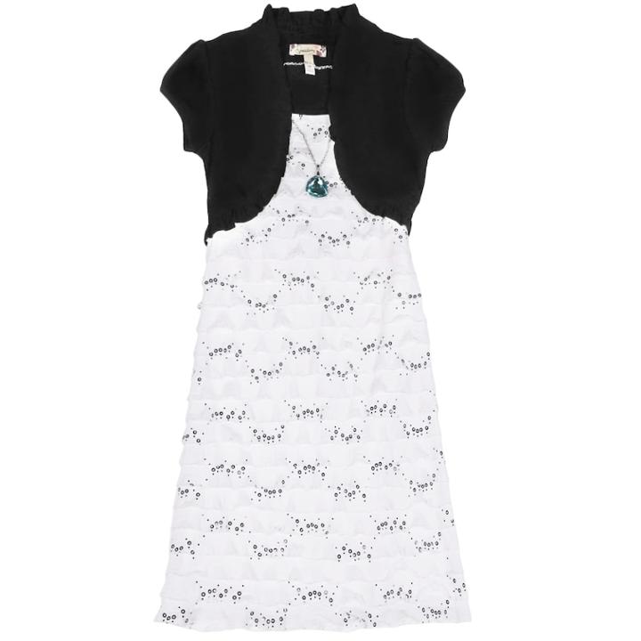 Girls 7-16 & Plus Size Speechless Mock-layered Cardigan Floral Dress With Necklace, Size: 12 1/2, White