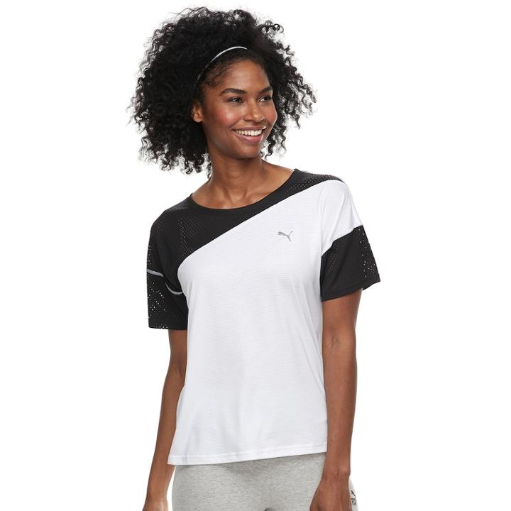 Women's Puma Ace Mesh Color Block Tee, Size: Small, Black