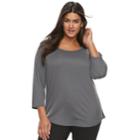 Plus Size Apt. 9&reg; Scoopneck Tee, Women's, Size: 1xl, Dark Grey