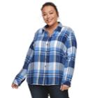 Plus Size Dickies Plaid Button-down Shirt, Women's, Size: 1xl, Blue