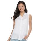 Juniors' So&reg; Pleated Sleeveless Shirt, Girl's, Size: Xl, White