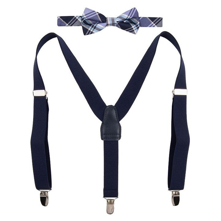Boys Chaps 2-piece Plaid Suspenders & Bow Tie Set, Boy's, Brt Purple