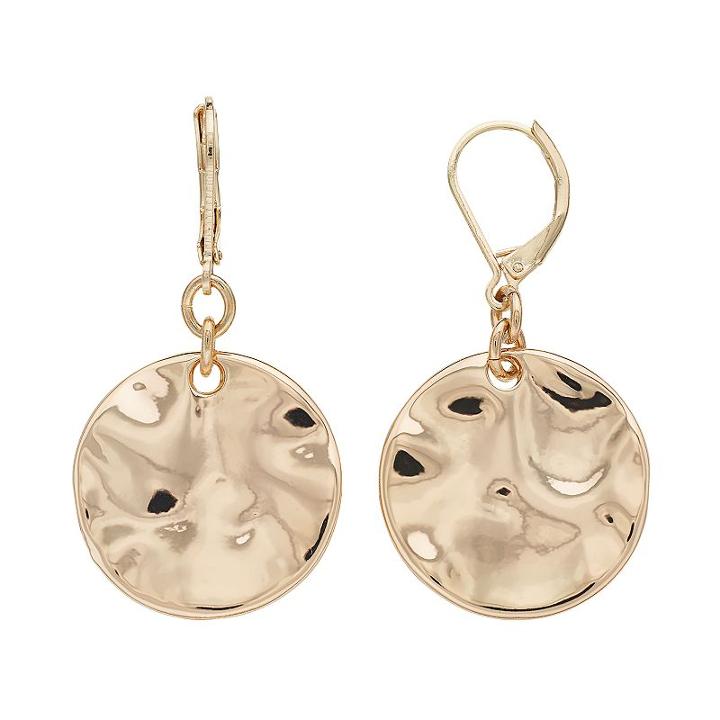 Dana Buchman Hammered Disc Drop Earrings, Women's, Gold