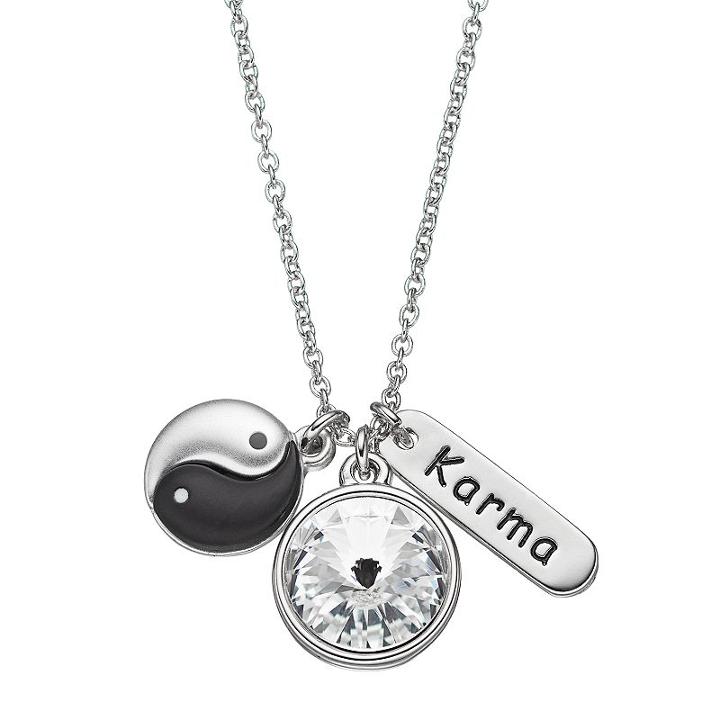 Charming Inspirations Karma & Yin-yang Charm Necklace, Women's, White